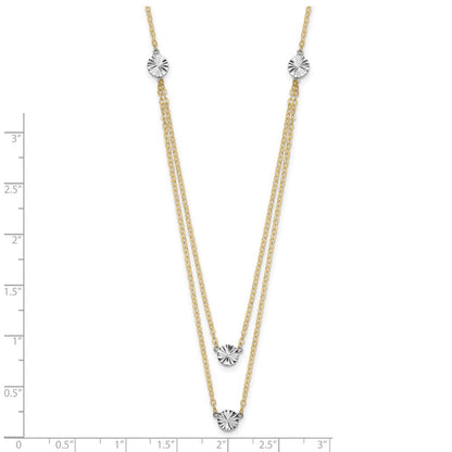 14K Bicolor Poliert & Diamantiert Discs Doppelt Halskette