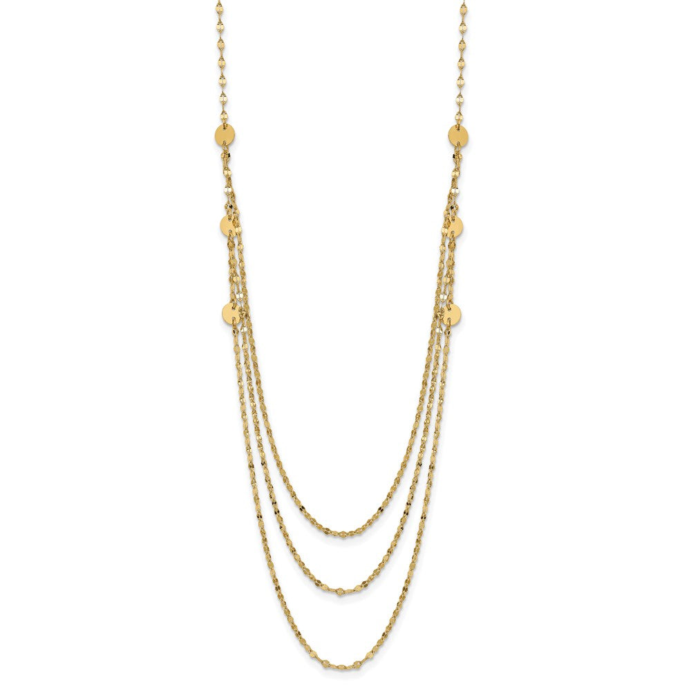 14K Gelbgold Dreifach Layer Poliert Kreise Fantasie Halskette