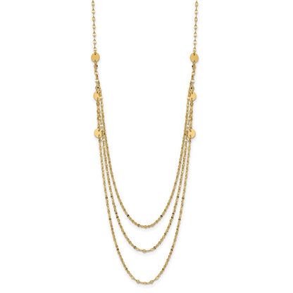 14K Gelbgold Dreifach Layer Poliert Kreise Fantasie Halskette