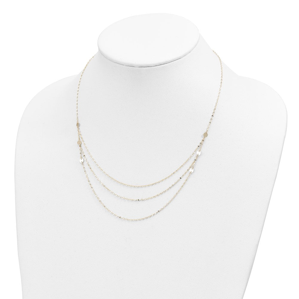 14K Gelbgold Dreifach Layer Poliert Kreise Fantasie Halskette