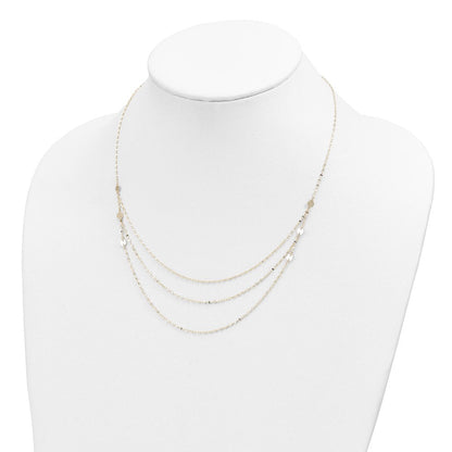 14K Gelbgold Dreifach Layer Poliert Kreise Fantasie Halskette