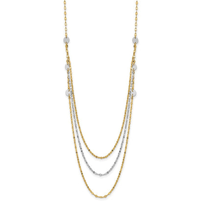 14K Bicolor Dreifach Layer Poliert Kreise Fantasie Halskette