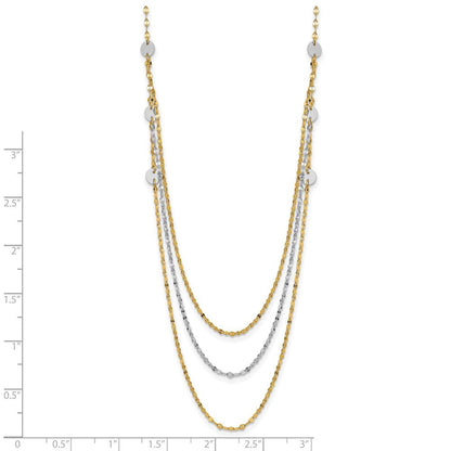 14K Bicolor Dreifach Layer Poliert Kreise Fantasie Halskette