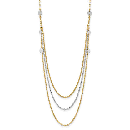 14K Bicolor Dreifach Layer Poliert Kreise Fantasie Halskette