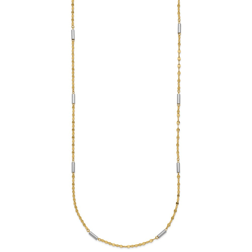 14K Bicolor Diamantiert Mini Stab Knöpfe Fantasie Halskette