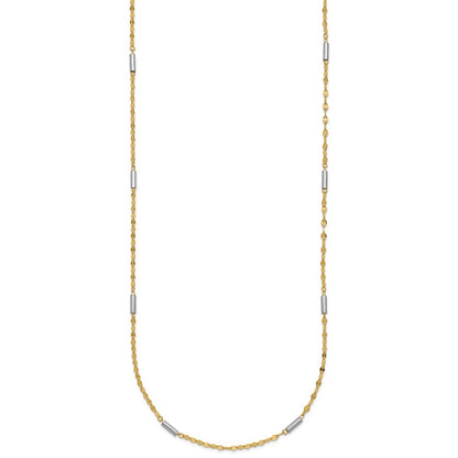 14K Bicolor Diamantiert Mini Stab Knöpfe Fantasie Halskette