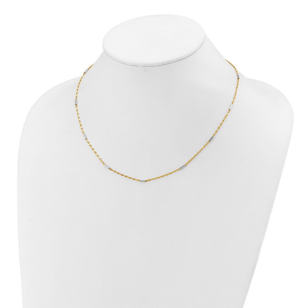 14K Bicolor Diamantiert Mini Stab Knöpfe Fantasie Halskette