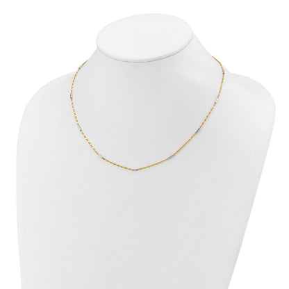 14K Bicolor Diamantiert Mini Stab Knöpfe Fantasie Halskette