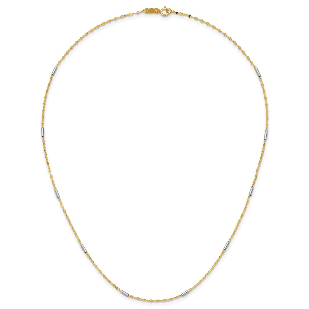14K Bicolor Diamantiert Mini Stab Knöpfe Fantasie Halskette