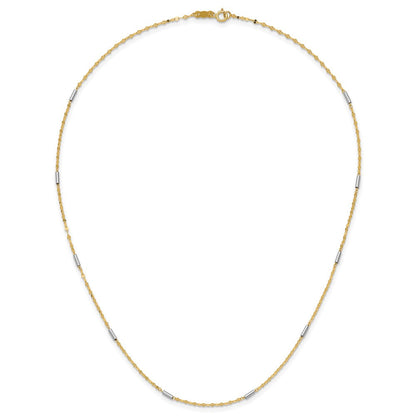 14K Bicolor Diamantiert Mini Stab Knöpfe Fantasie Halskette