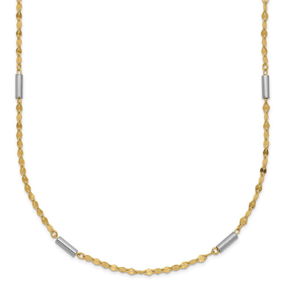 14K Bicolor Diamantiert Mini Stab Knöpfe Fantasie Halskette