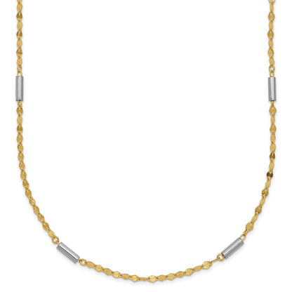 14K Bicolor Diamantiert Mini Stab Knöpfe Fantasie Halskette