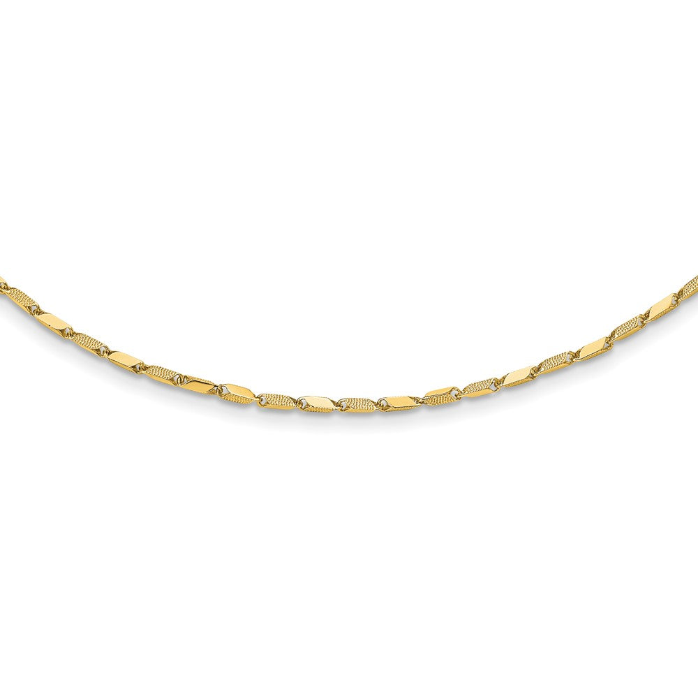 14K Gelbgold Poliert und Strukturiert Fantasieglieder 17 Zoll Halskette