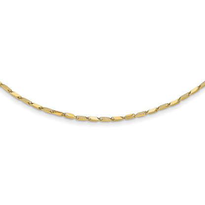 14K Gelbgold Poliert und Strukturiert Fantasieglieder 17 Zoll Halskette
