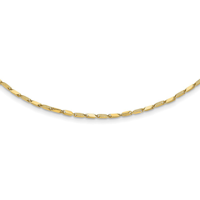 14K Gelbgold Poliert und Strukturiert Fantasieglieder 17 Zoll Halskette
