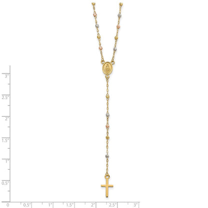 14K Tricolor Gekugelt Rosenkranz 17 Zoll Halskette mit 3 Verlängerung
