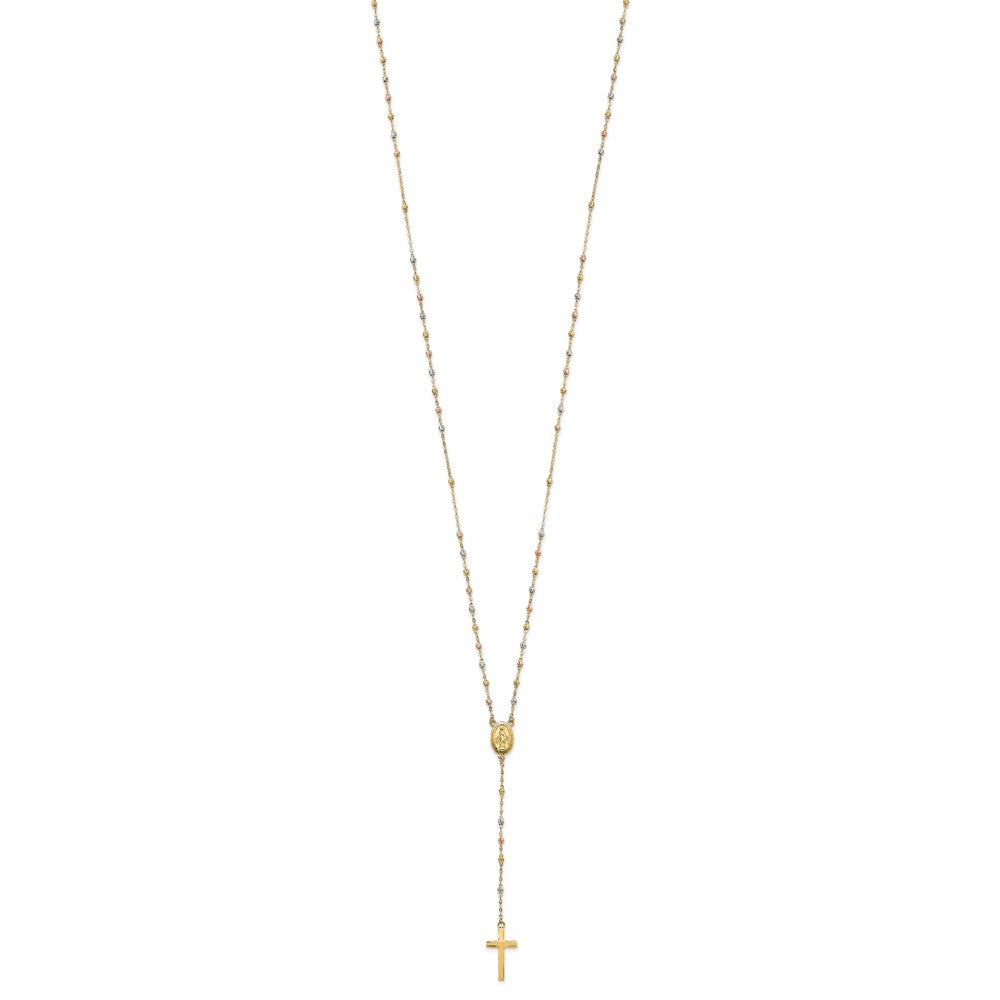 14K Tricolor Perle Rosenkranz 17 Zoll Neckalce mit 3 Verlängerung