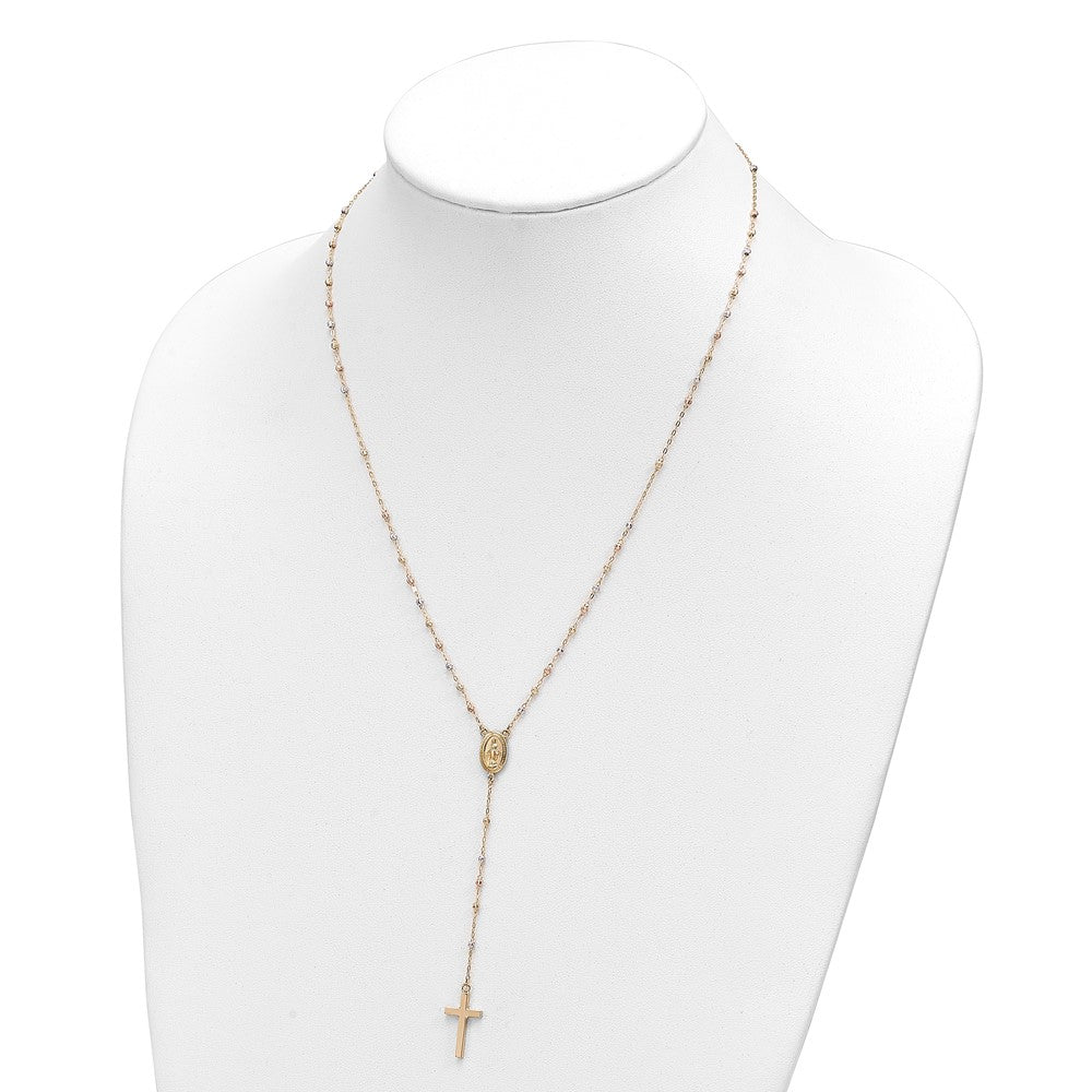 14K Tricolor Perle Rosenkranz 17 Zoll Neckalce mit 3 Verlängerung