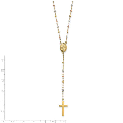 14K Tricolor Perle Rosenkranz 17 Zoll Neckalce mit 3 Verlängerung