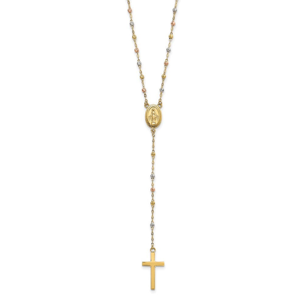 14K Tricolor Perle Rosenkranz 17 Zoll Neckalce mit 3 Verlängerung
