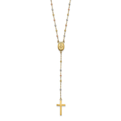 14K Tricolor Perle Rosenkranz 17 Zoll Neckalce mit 3 Verlängerung