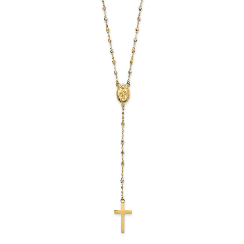 14K Tricolor Perle Rosenkranz 17 Zoll Neckalce mit 3 Verlängerung