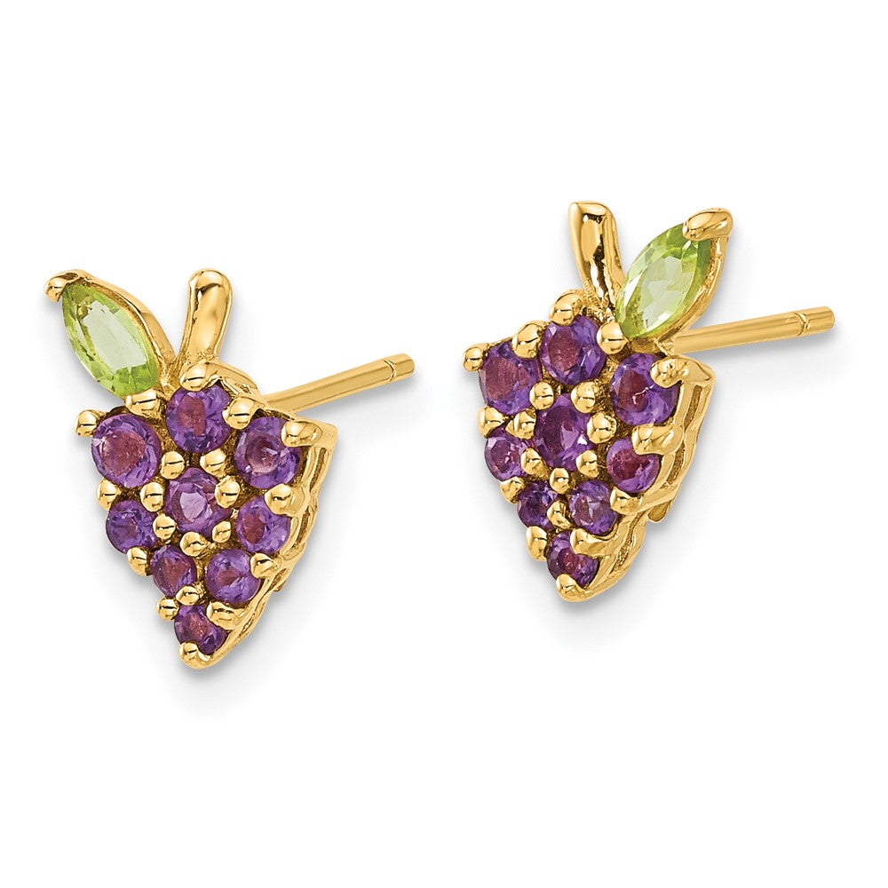 14K Gelbgold Gold Amethyst und Peridot Grapes Ohrstecker