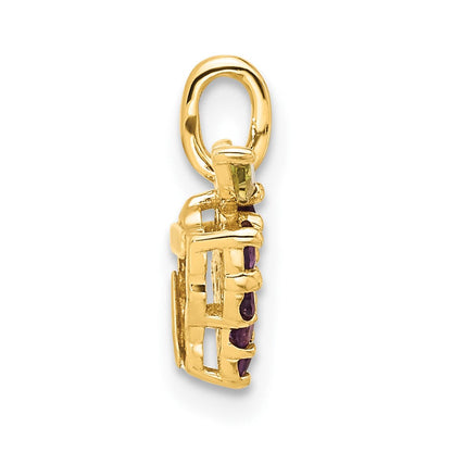 14K Gelbgold Gold Amethyst und Peridot Grapes Kette Anhänger