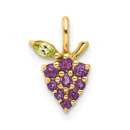 14K Gelbgold Gold Amethyst und Peridot Grapes Kette Anhänger
