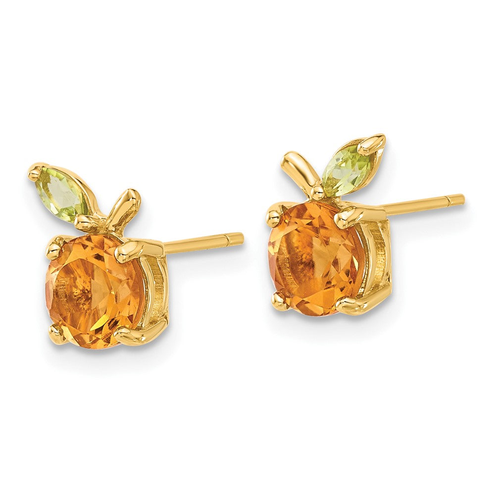 14K Gelbgold Gold Citrin und Peridot Orange Ohrstecker