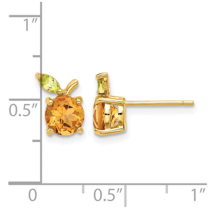 14K Gelbgold Gold Citrin und Peridot Orange Ohrstecker