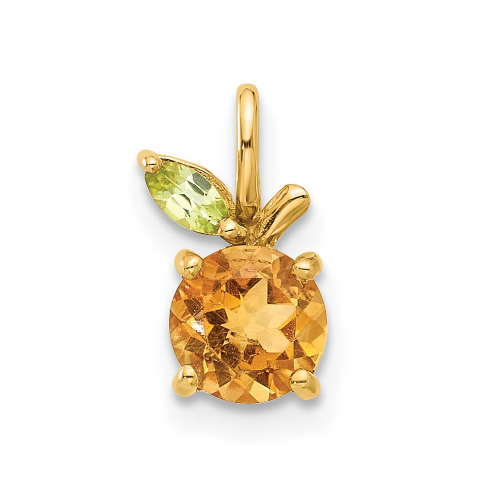 14K Gelbgold Gold Citrin und Peridot Orange Kette Anhänger