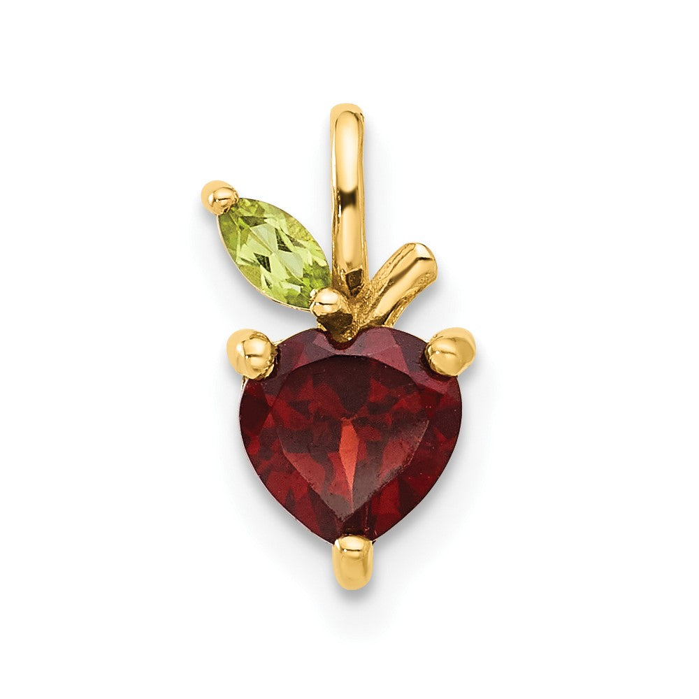 14K Gelbgold Gold Granat und Peridot Apple Kette Anhänger