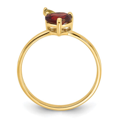 14K Gelbgold Herz-shaped Granat und Peridot Apple Größe 7 Ring