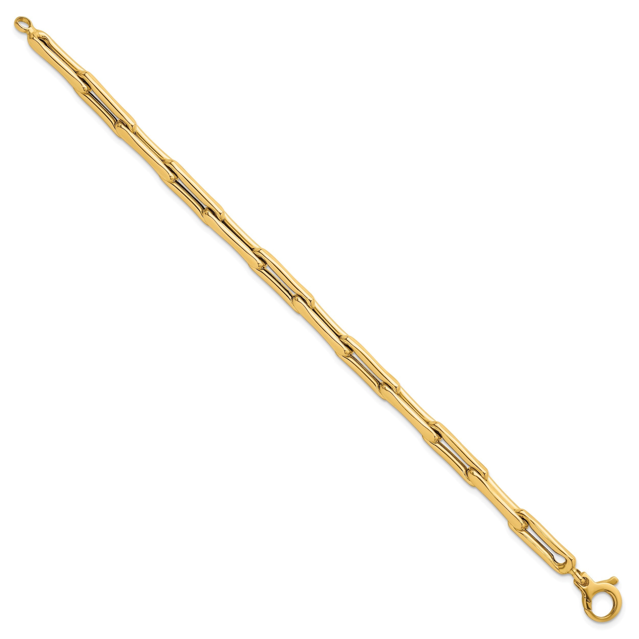 14K Gelbgold Poliert 5.7mm Fantasie Lang Glieder Gliederarmband