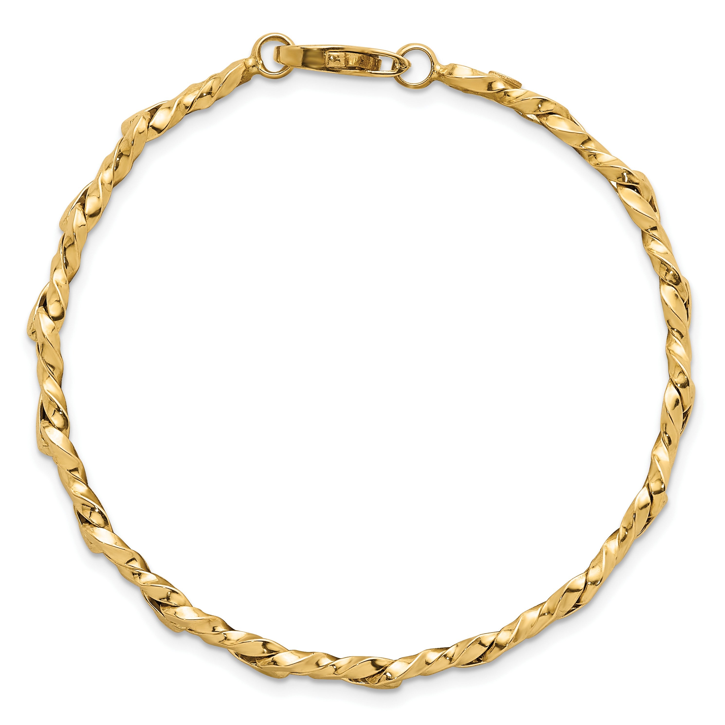 14K Gelbgold Poliert 4.7mm Fantasie Gedreht Glieder Gliederarmband