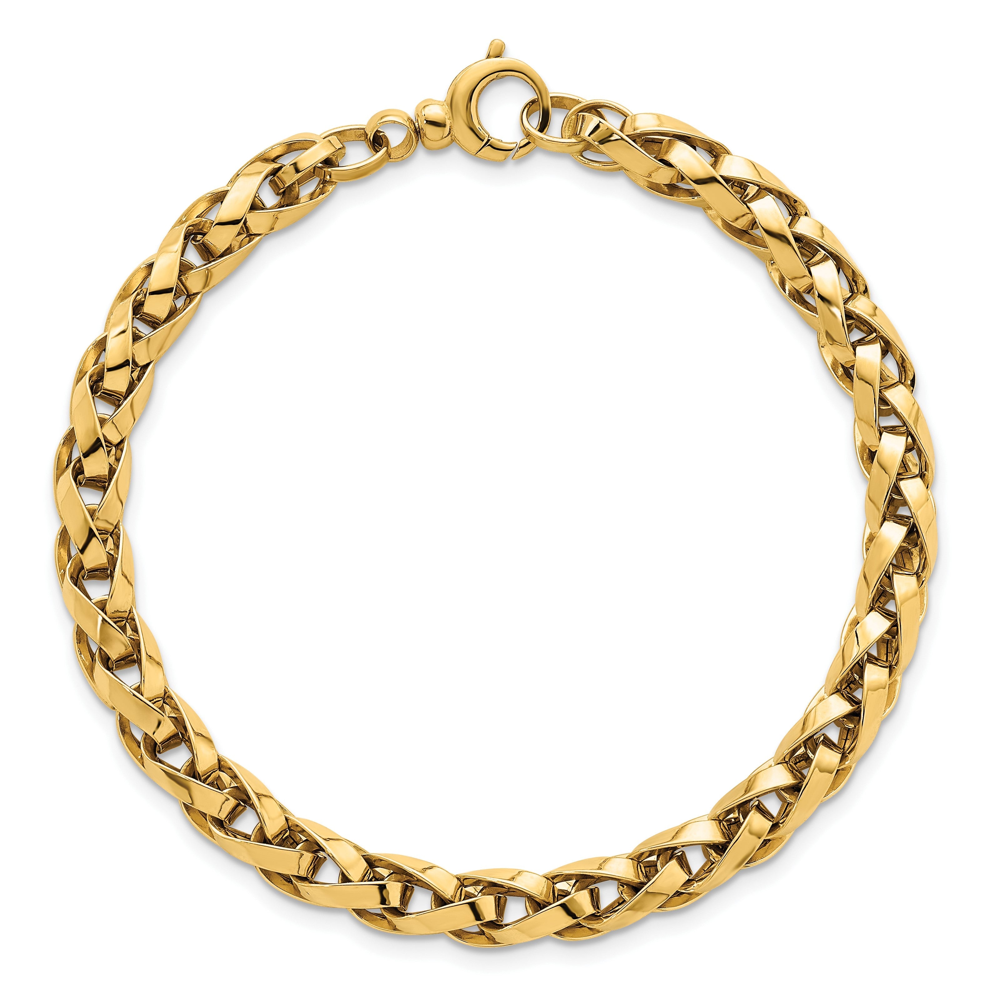 14K Gelbgold Poliert 4.25mm Leicht Fantasieglieder Gliederarmband