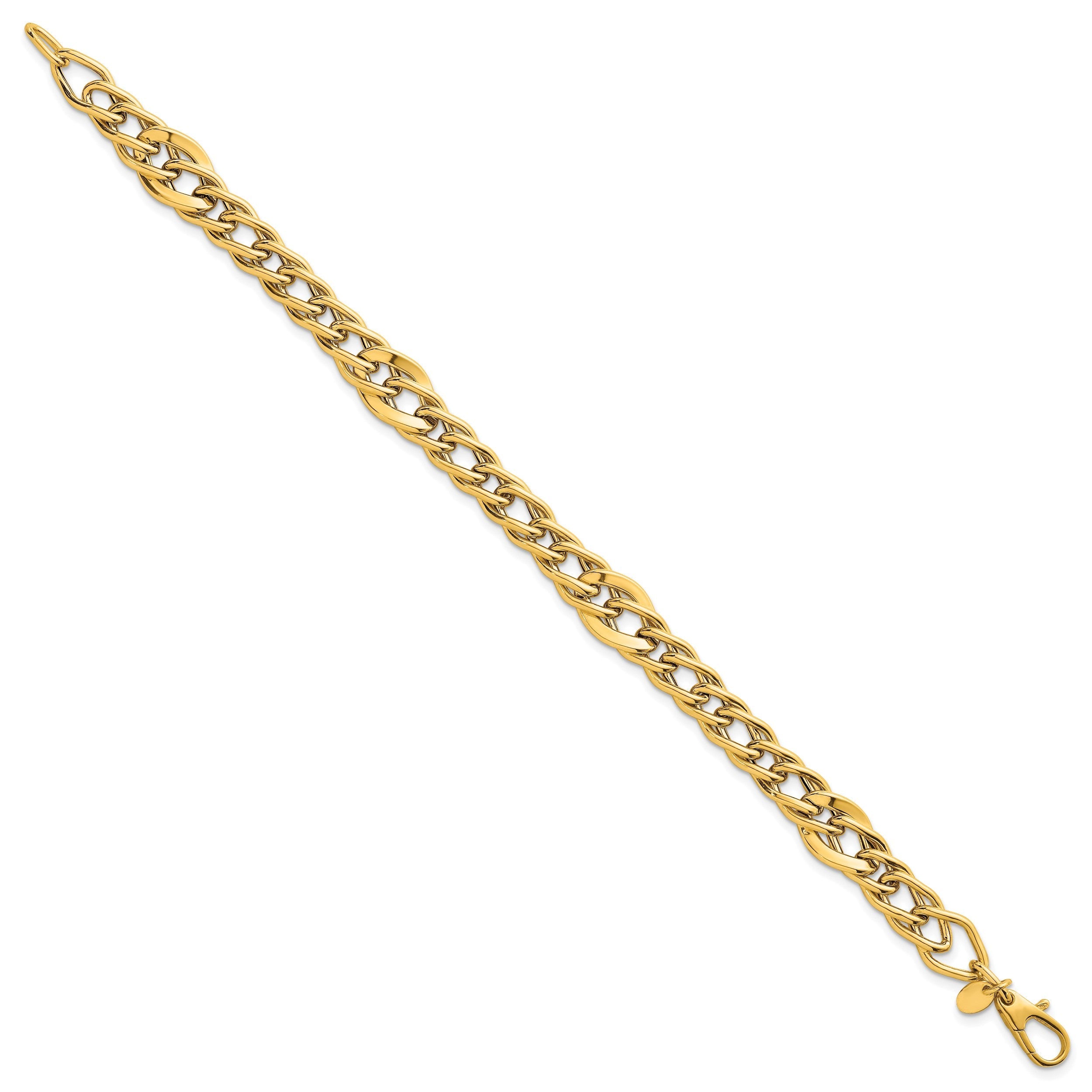 14K Gelbgold Poliert Multi Abgestuft Panzer Glieder Gliederarmband
