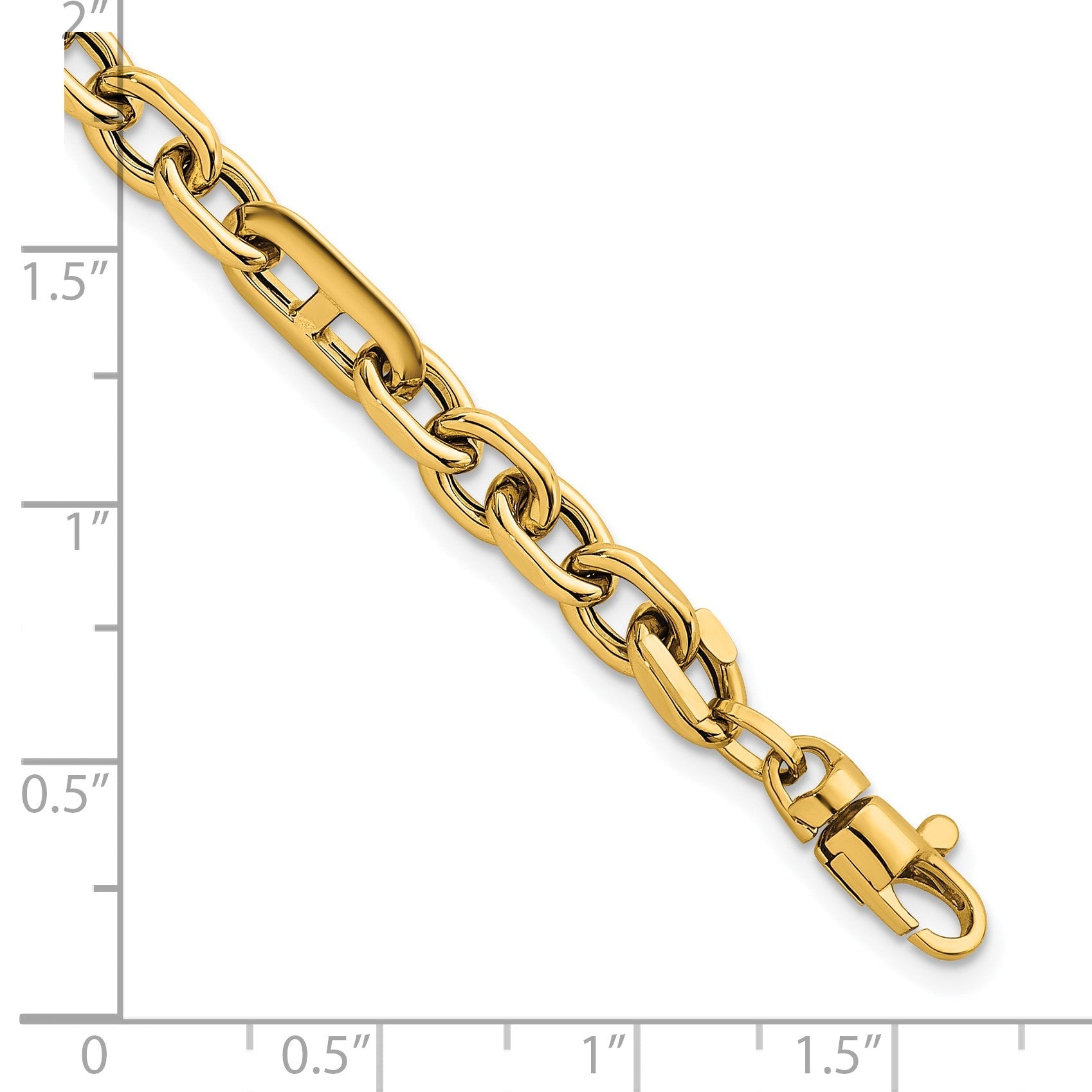 14K Gelbgold Poliert 5.7mm Oval und Anker Glieder Gliederarmband
