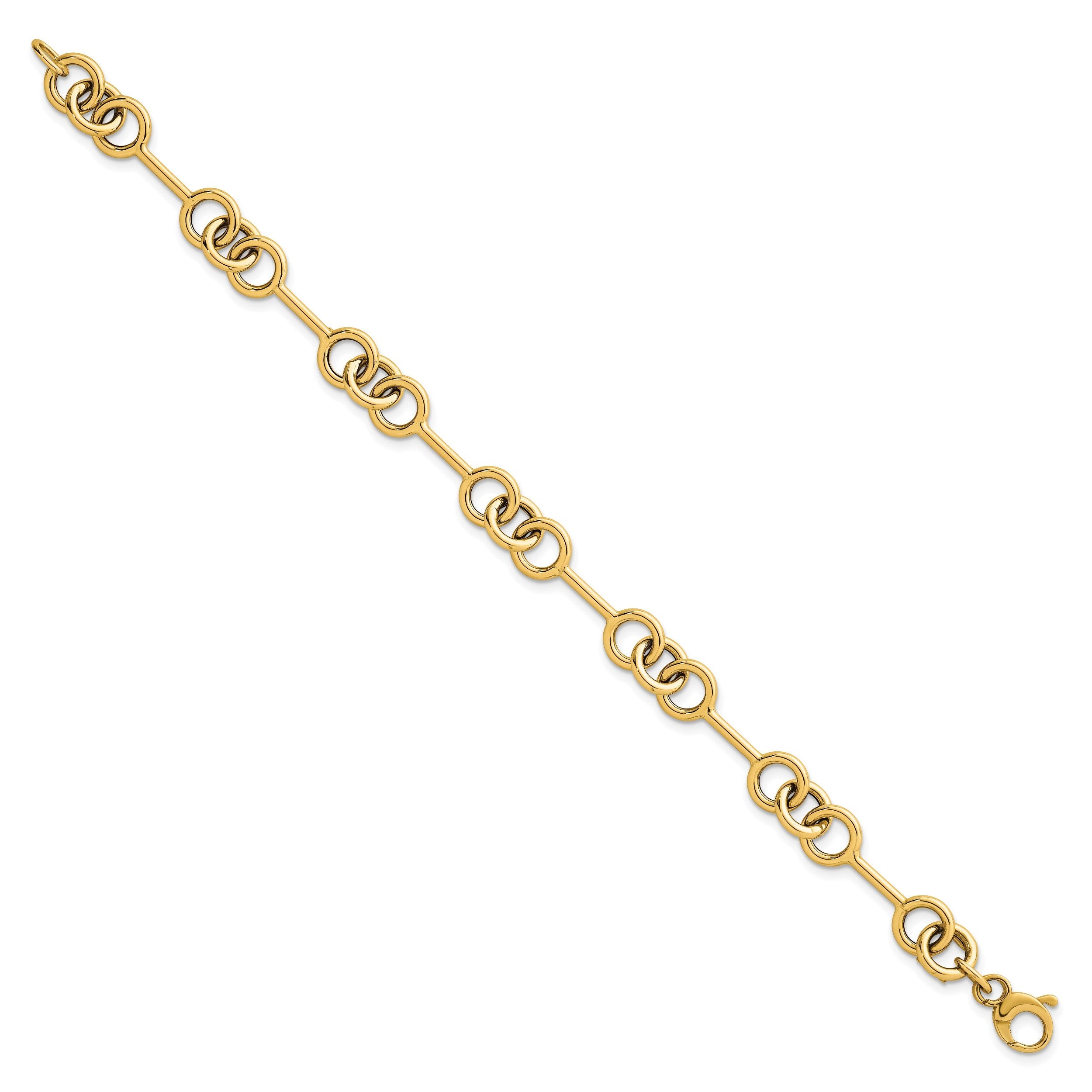 14K Gelbgold Poliert 8.4mm Fantasieglieder Gliederarmband