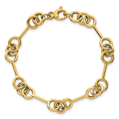 14K Gelbgold Poliert 8.4mm Fantasieglieder Gliederarmband