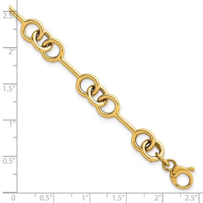 14K Gelbgold Poliert 8.4mm Fantasieglieder Gliederarmband