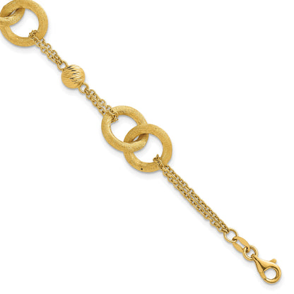 14K Gelbgold Poliert und Gebürstet Doppelt Loop und Gliederarmband mit Verlängerung