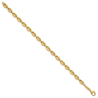 14K Gelbgold Poliert 5.6mm Gewölbt Anker/mariner Glieder Gliederarmband