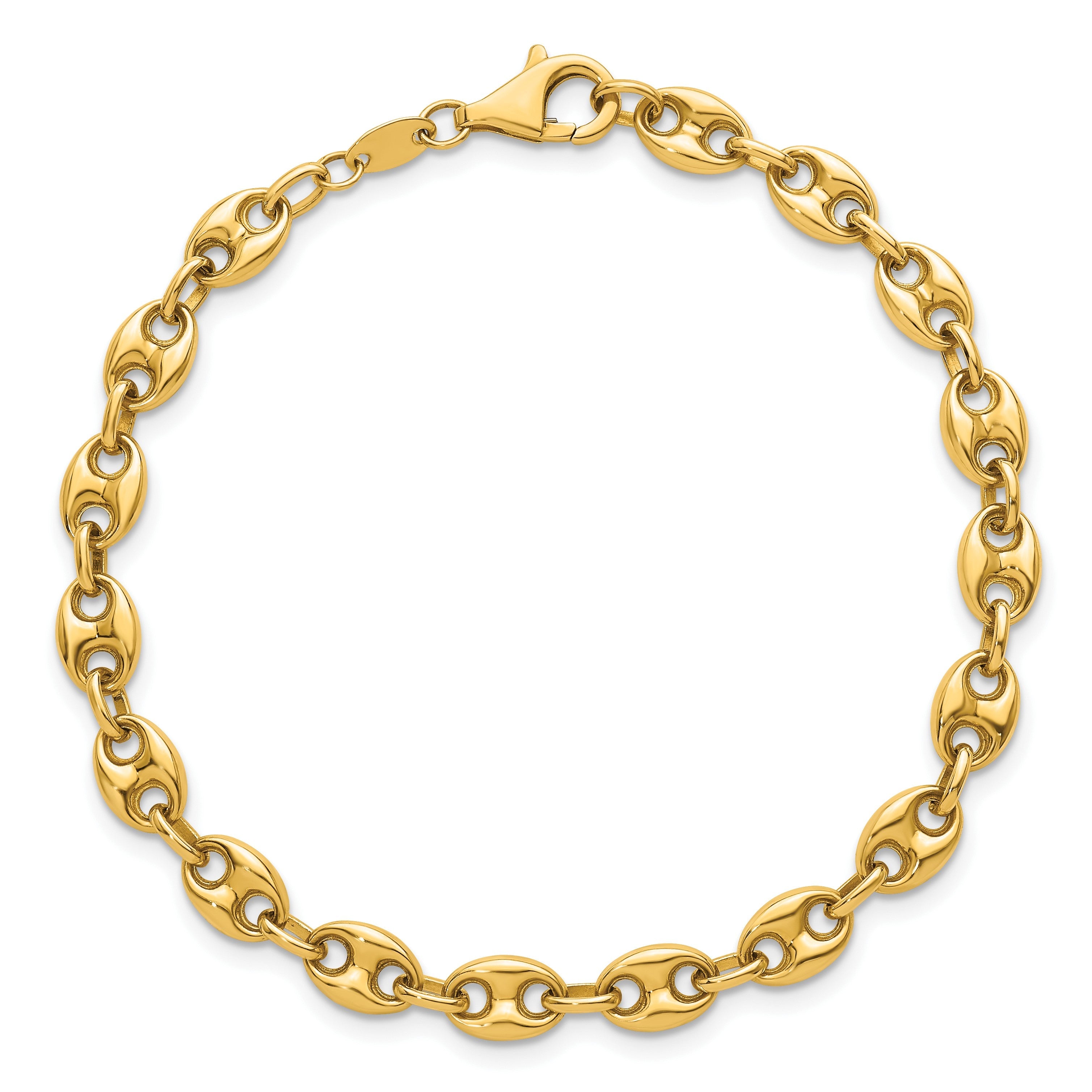 14K Gelbgold Poliert 5.6mm Gewölbt Anker/mariner Glieder Gliederarmband