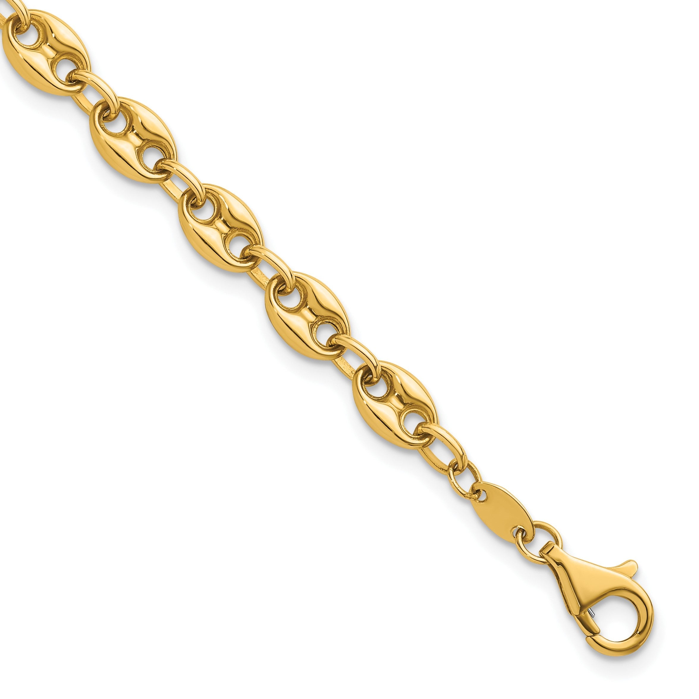 14K Gelbgold Poliert 5.6mm Gewölbt Anker/mariner Glieder Gliederarmband
