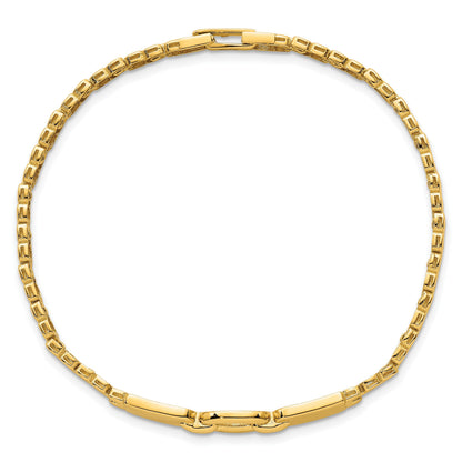 14K Gelbgold Poliert Fantasie Oval Mittig Brick Glieder Gliederarmband
