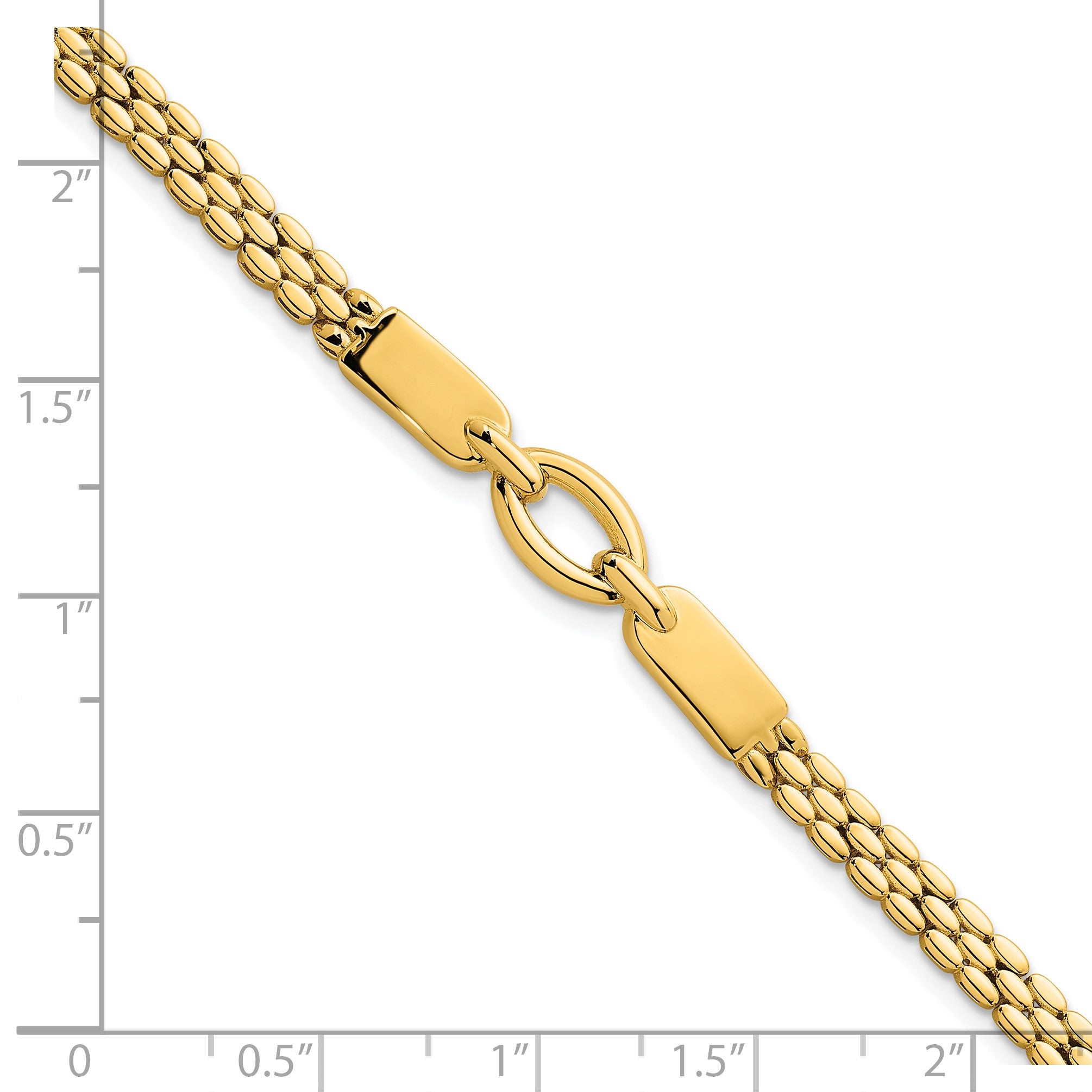 14K Gelbgold Poliert Fantasie Oval Mittig Brick Glieder Gliederarmband