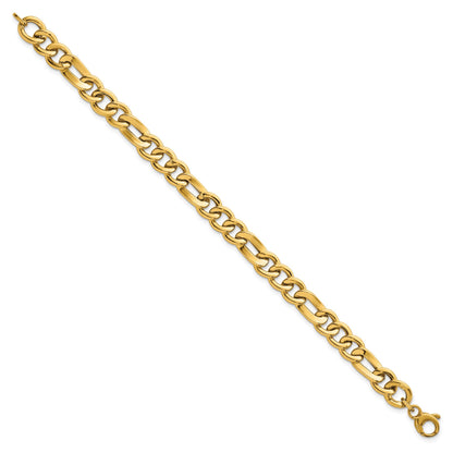 14K Gelbgold Poliert 8.3mm Fantasie Figaro Glieder Gliederarmband