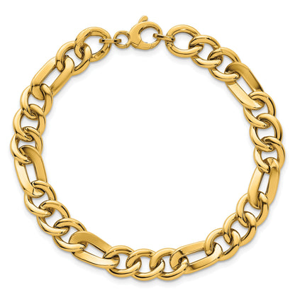 14K Gelbgold Poliert 8.3mm Fantasie Figaro Glieder Gliederarmband